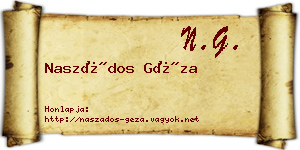 Naszádos Géza névjegykártya