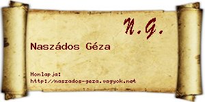 Naszádos Géza névjegykártya